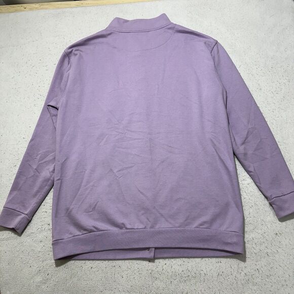 CW Classics Women's Large Snap Button Grandma Cardigan Sweater Lavender Floral - Picture 9 of 11